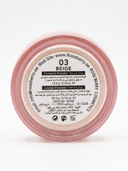 LOOSE POWDER & Compact Powder Suitable for all skin types - 03 BEIGE With a brush - 14g - 20g