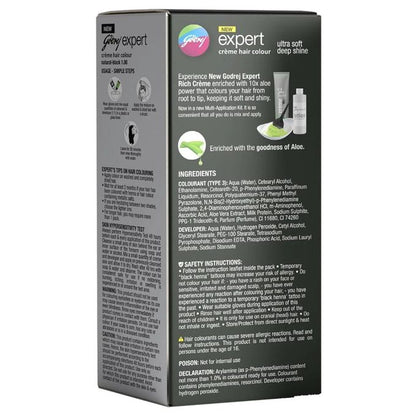 Godrej NEW expert - rich creme - with aloe vera - creme hair colour - natural black 1 - creme colour 50g - lotion developer 50ml