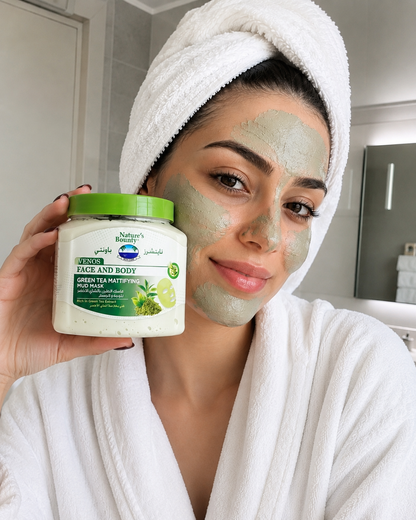VENOS FACE AND BODY GREEN TEA MATTIFYING MUD MASK - 560ml