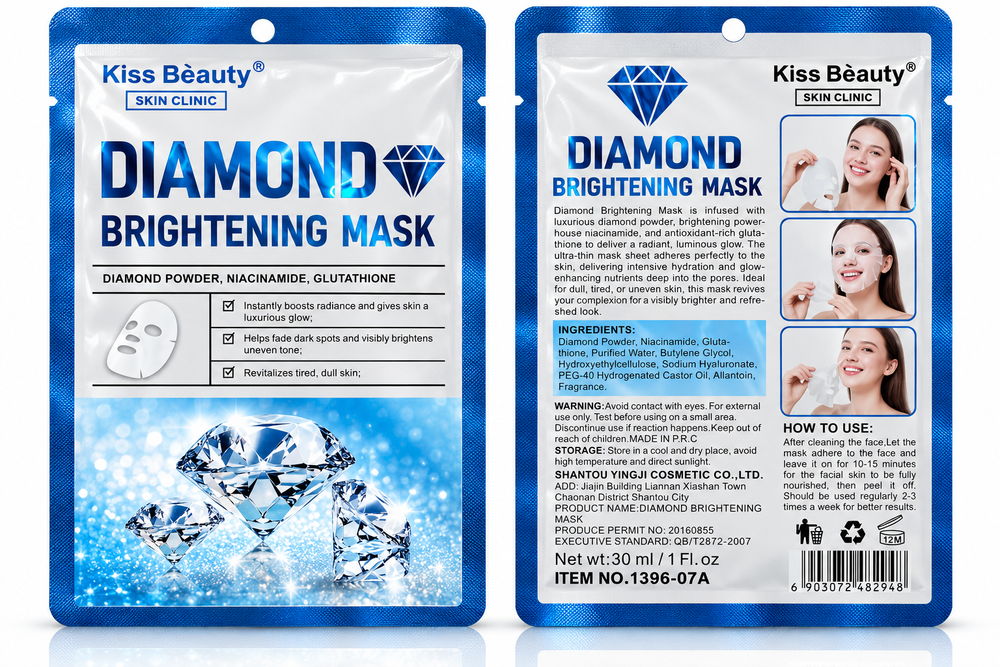 Kiss Beauty Skin Clinic Diamond Brightening Sheet Mask with Niacinamide & Glutathione – 30 ml