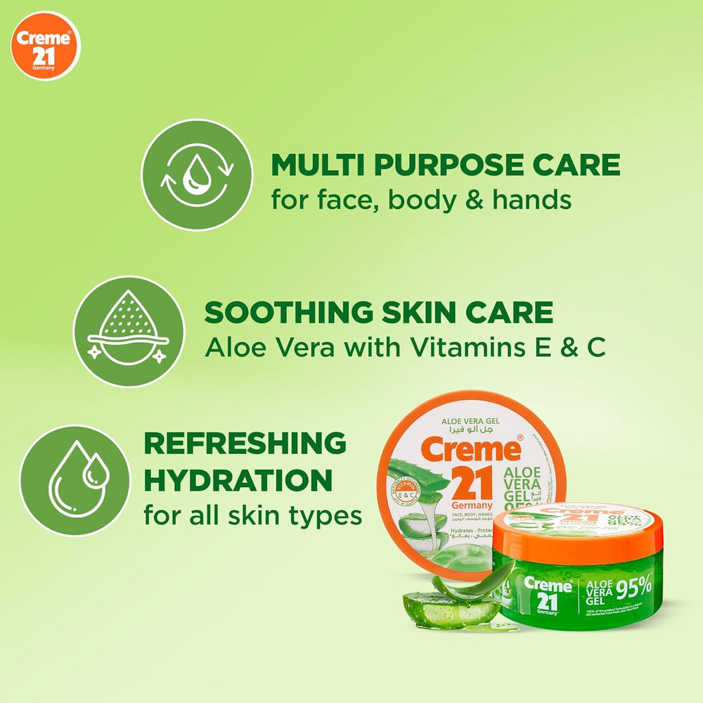 Aloe Vera GEL Creme 21 Germany for FACE - BODY - HANDS - 300ml