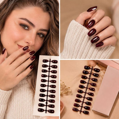 Merry color Glossy paint 24 NAILS - shade 3 - Maroon & Black Ombre