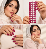 Plum Burgundy Glossy Almond Shape Press-On False Nails – Full Cover Artificial Nails Set - 72 Pcs (No Adhesive Included)