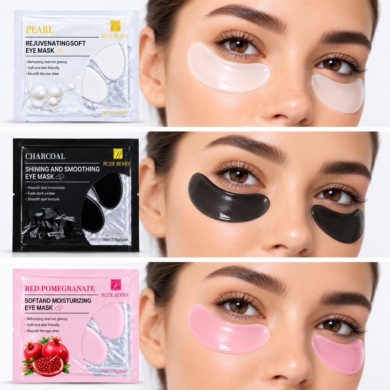 EYE MASK REJUVENATINGSOFT - Bundle RED POMEGRANATE, PEARL & CHARCOAL - 7.5g per pc