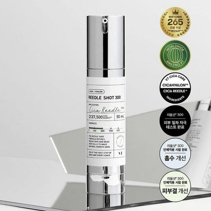 VT Cosmetics Reedle Shot 300 Cica Hyalon Face Serum Microneedle Essence Skin Texture Refining - 50ml