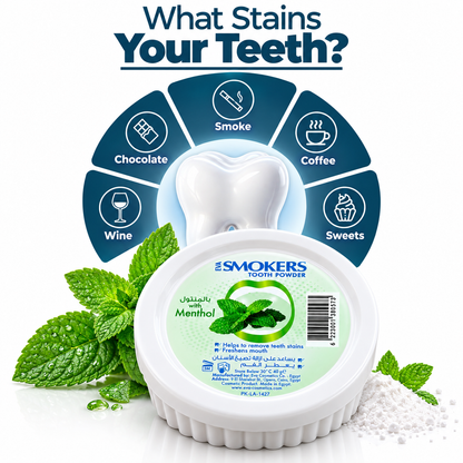 Smokers Tooth Powder with Menthol for Teeth Stain Removal & Fresh Breath – 40g
