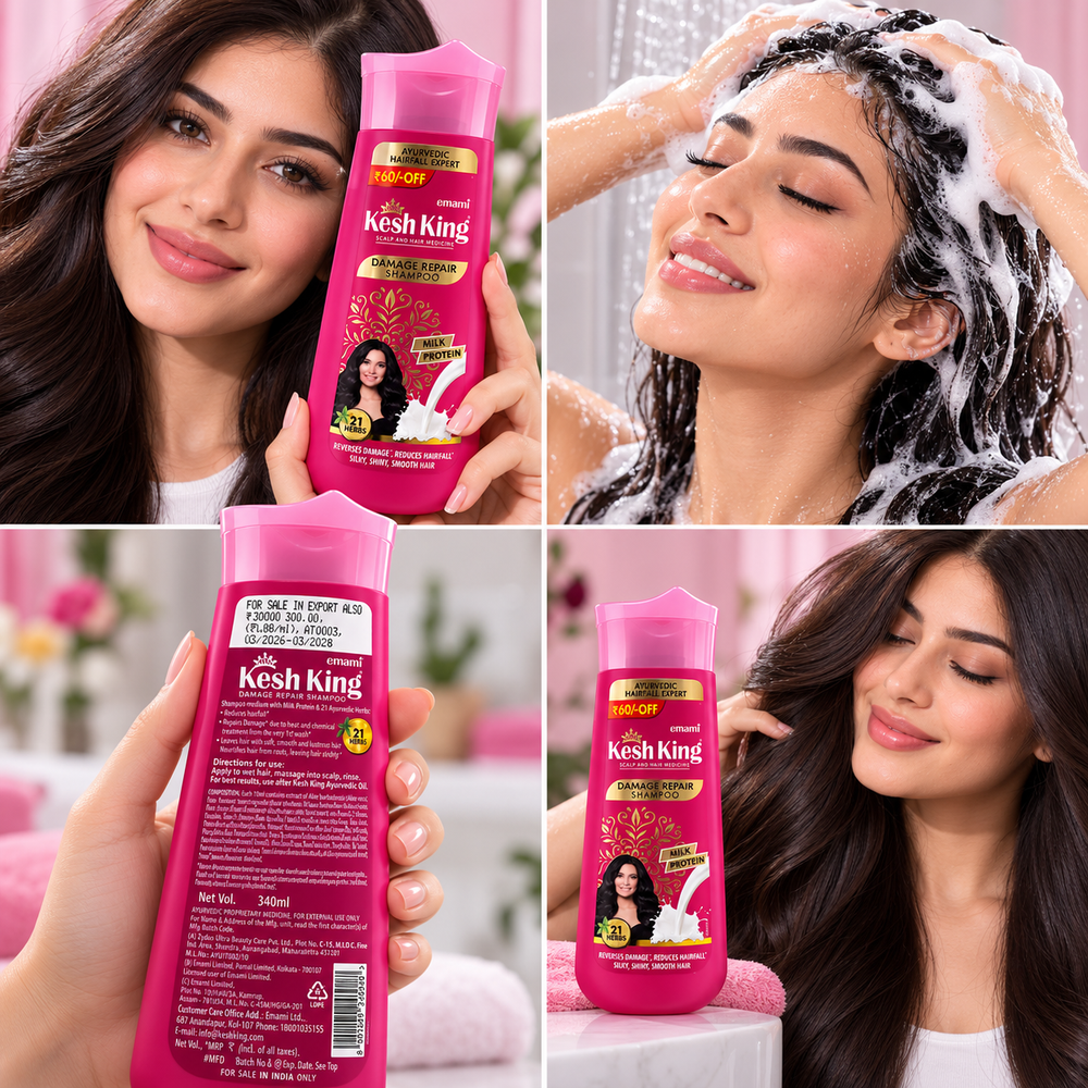 Damage Repair Shampoo with Milk Protein & 21 Ayurvedic Herbs – 340 ml