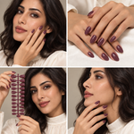 Dusty Plum Mauve Glossy Almond Shape Press-On False Nails – Full Cover Artificial Nails Set (No Adhesive Included) - 72 Pcs