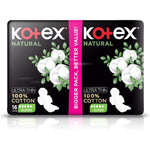 Kotex Natural Ultra Thin Pads, 100% Cotton Pad, Super Size Sanitary Pads with Wings, 16 Pads