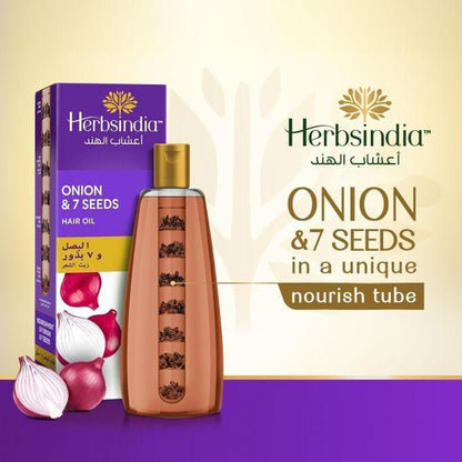 ONION & 7 Seeds Hair Oil With Nourish Tube Makes Hair Longer & Shinier Silicone & Paraben Free 280 ml