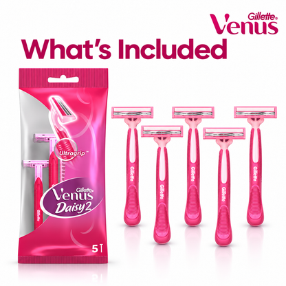 Venus Daisy 2 Women's Disposable Razors, 2 Blades – 5 Pieces