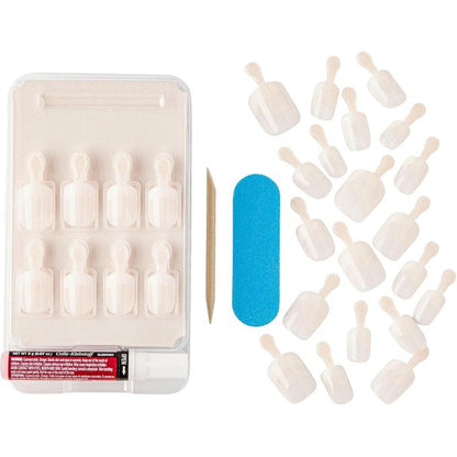 Kiss Salon Acrylic French Nude Nails – Real Short (28 Nails) with Glue KAN01C