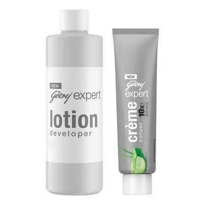 Godrej NEW expert - rich creme - with aloe vera - creme hair colour - dark brown 4.06 - creme colour 50g - lotion developer 50ml