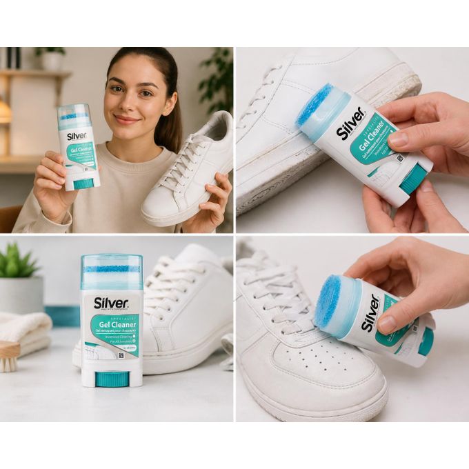 Silver Sneaker Gel Cleaner 50ml with Sponge Applicator – Suitable for All Colors - 50ml