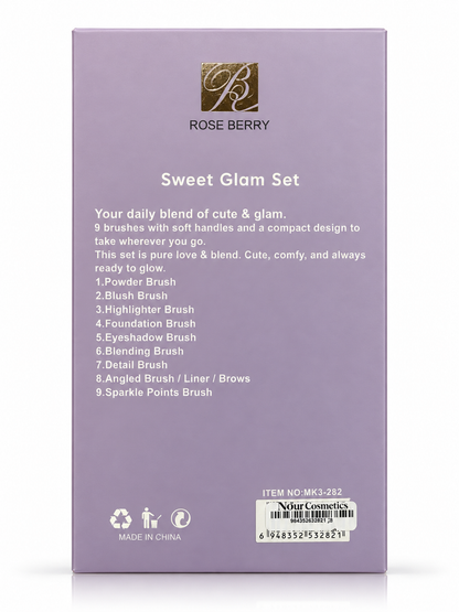 Makeup Brush Set Sweet - Glam Travel Kit - MK3-282B - 9PCS