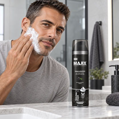 Carbon Shaving Foam – Alcohol Free with Aloe Vera, Vitamin E & Charcoal - All Skin Types - 200ml