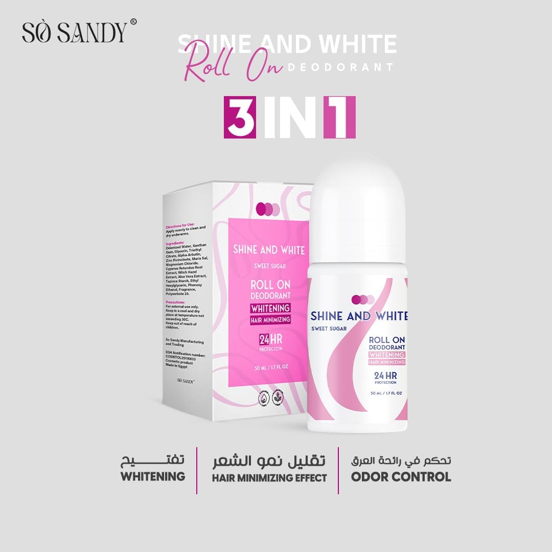 SHINE AND WHITE SWEET SUGAR ROLL ON WHITENING HAIR MINIMIZING 24HR 50ml