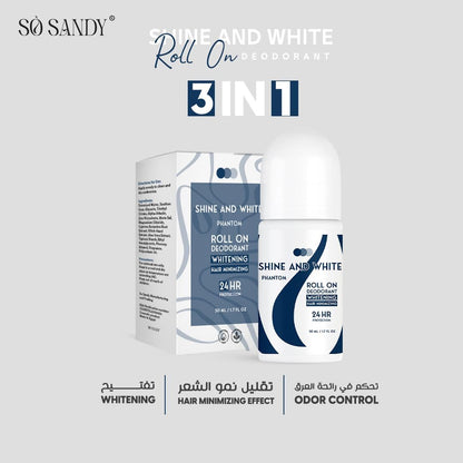SHINE AND WHITE PHANTOM ROLL ON WHITENING HAIR MINIMIZING 24HR Protection 50ml