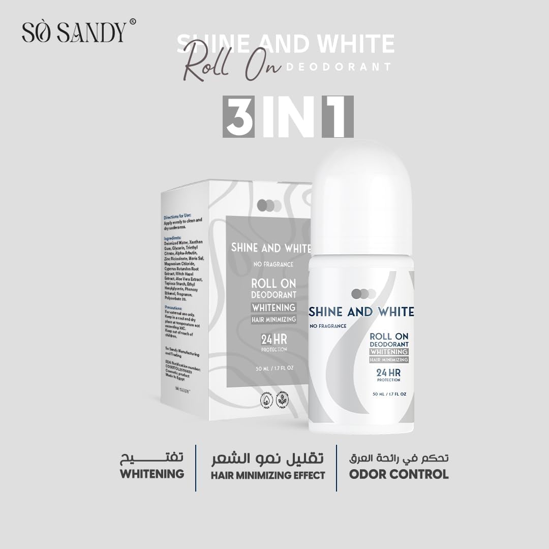 SHINE AND WHITE NO FRAGRANCE ROLL ON WHITENING HAIR MINIMIZING 24HR 50ml