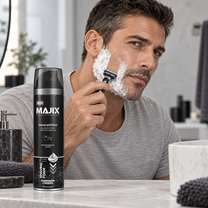 Carbon Shaving Foam – Alcohol Free with Aloe Vera, Vitamin E & Charcoal - All Skin Types - 200ml