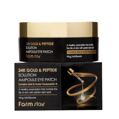 Farm Stay 24K GOLD & PEPTIDE SOLUTION AMPOULE EYE PATCH 90g 60 Sheets