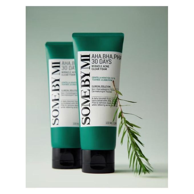 Some By Mi AHA.BHA.PHA 30 Days Miracle Acne Clear Foam Daily Foam Cleanser for Acne-Prone Skin - 100ml