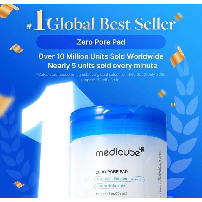 Medicube ZERO PORE PAD - AHA, BHA, Panthenol, Allantoin, Sodium Hyaluronate - 155g - 70 Pads