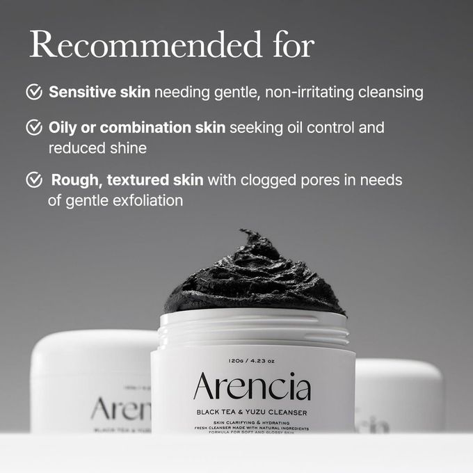 Arencia Black Tea Rice Mochi Cleanser Deep Pore Cleansing Gentle Foaming Wash - 120g