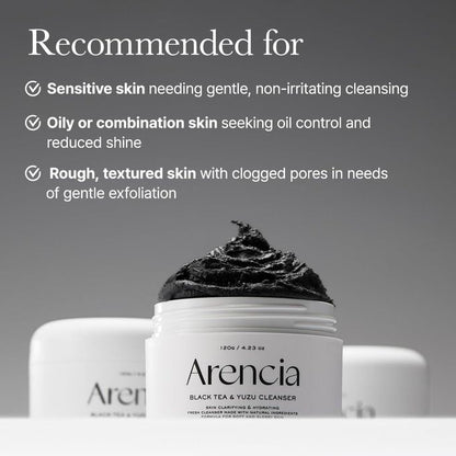 Arencia Black Tea Rice Mochi Cleanser Deep Pore Cleansing Gentle Foaming Wash - 120g