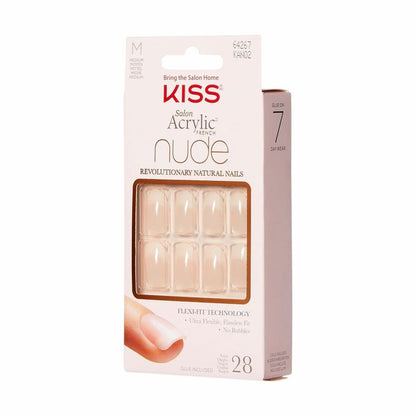 Kiss Salon Acrylic Nude Nails – Medium (28 Nails) with Glue KAN02C - beige