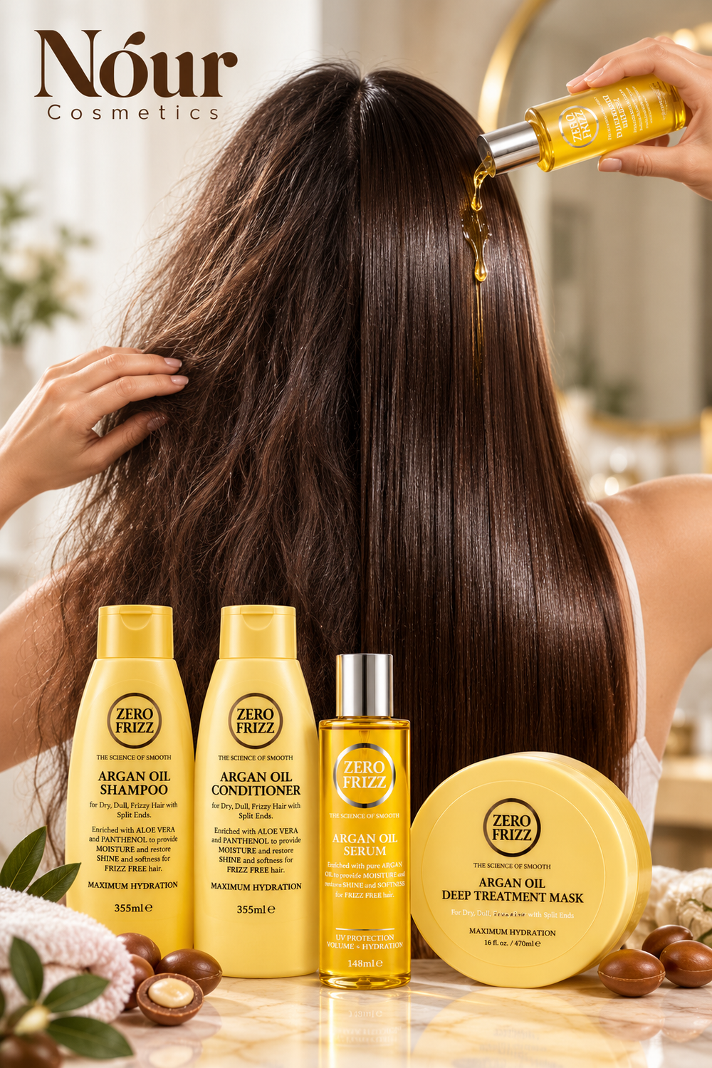 ZERO FRIZZ Argan Oil  Maximum Hydration & Frizz Control 4-Piece Hair Care Set