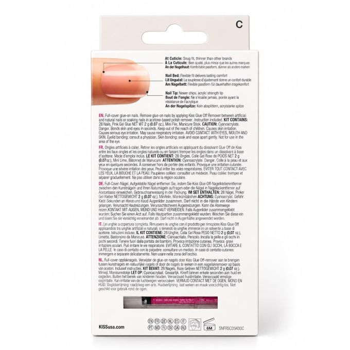 Kiss Salon Acrylic Nude Nails – Medium (28 Nails) with Glue KAN02C - beige