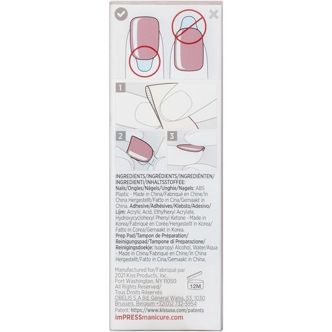 Kiss imPRESS color PRESS-ON MANICURE KIMC004C Champagne Pink 30 Nails