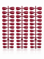 Dark Burgundy Glossy Almond Shape Press-On False Nails – Full Cover Artificial Nails Set (No Adhesive Included) - 72 Pcs