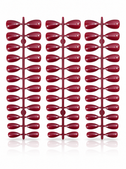 Dark Burgundy Glossy Almond Shape Press-On False Nails – Full Cover Artificial Nails Set (No Adhesive Included) - 72 Pcs