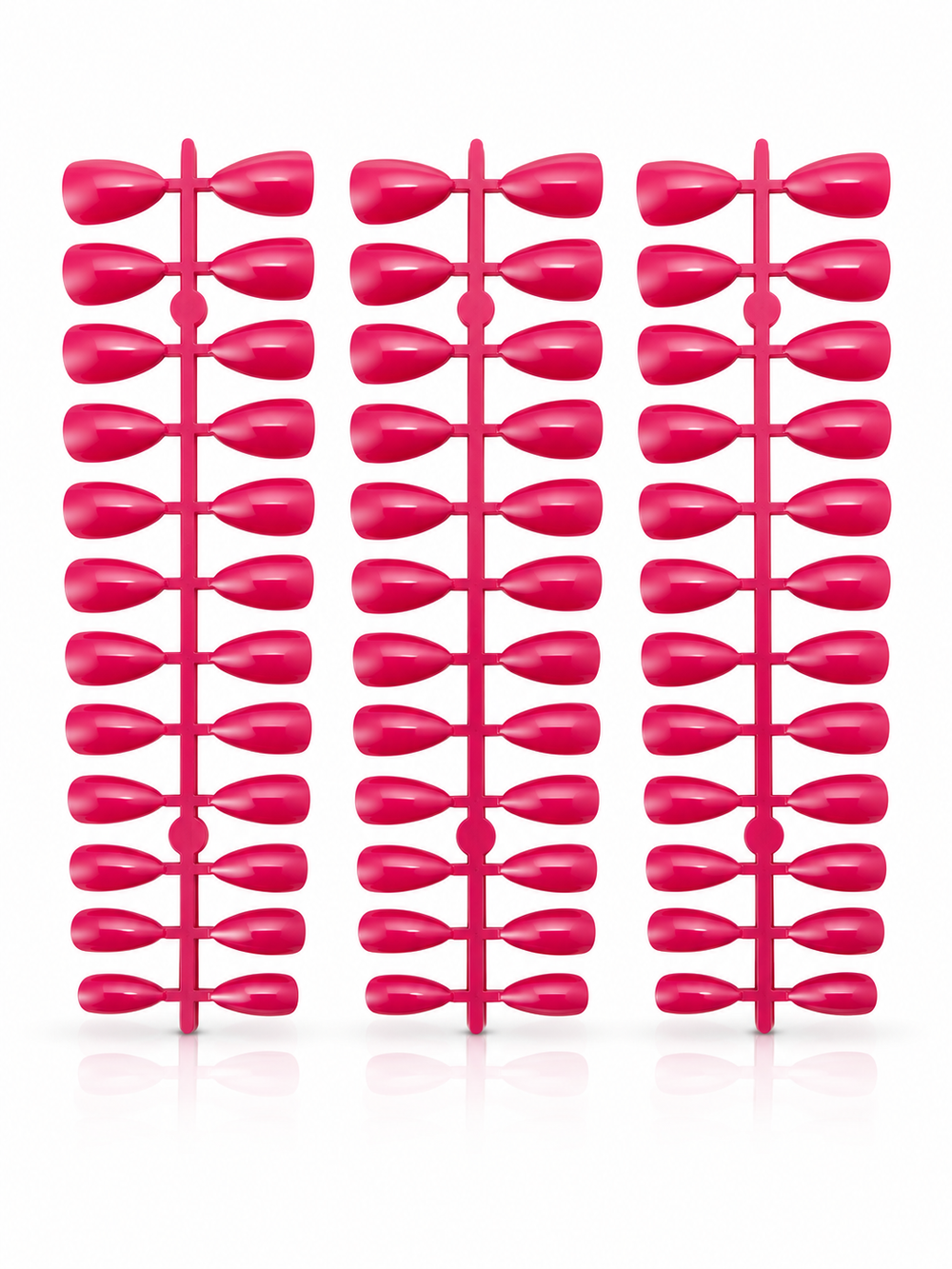 Deep Fuchsia Pink Glossy Almond Shape Press-On False Nails – Full Cover Artificial Nails Set (No Adhesive Included) - 72 Pcs