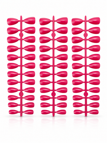 Deep Fuchsia Pink Glossy Almond Shape Press-On False Nails – Full Cover Artificial Nails Set (No Adhesive Included) - 72 Pcs