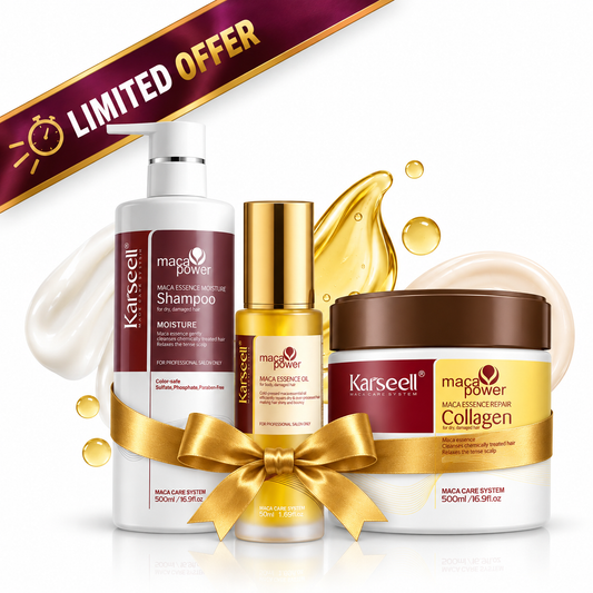 maca power Collagen for dry damaged hair 500 ml - Maca Power Moisture Shampoo 500ml - Maca Power Maca Essence Oil 50ml