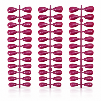 Plum Burgundy Glossy Almond Shape Press-On False Nails – Full Cover Artificial Nails Set - 72 Pcs (No Adhesive Included)