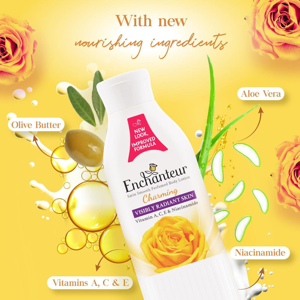 Charming Perfumed Body Lotion, 250ml, with Aloe Vera & Olive Butter for Satin Smooth Skin