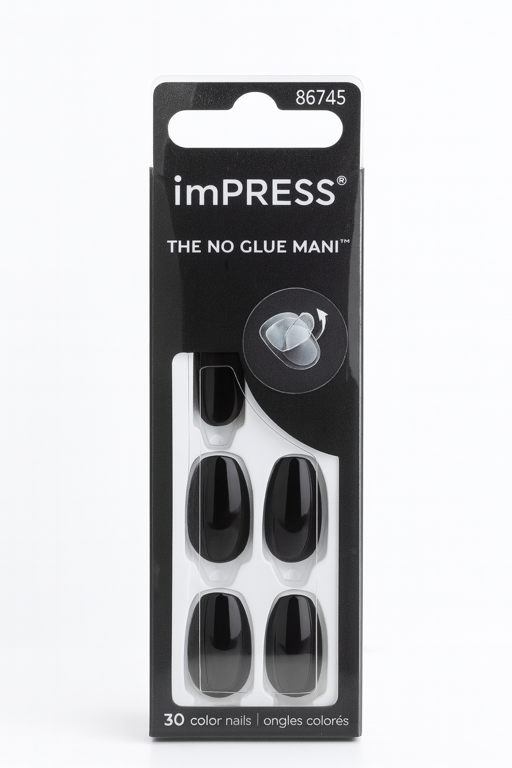 imPRESS THE NO GLUE MANI IMC512C All Black 30 Nails