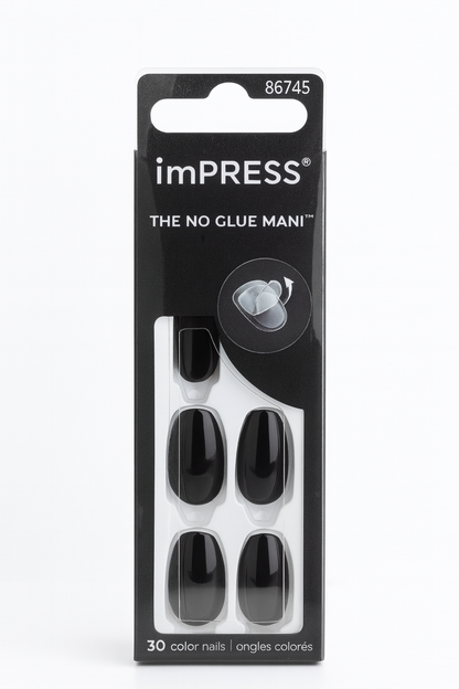 imPRESS THE NO GLUE MANI IMC512C All Black 30 Nails