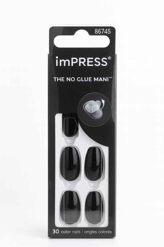 imPRESS THE NO GLUE MANI IMC512C All Black 30 Nails