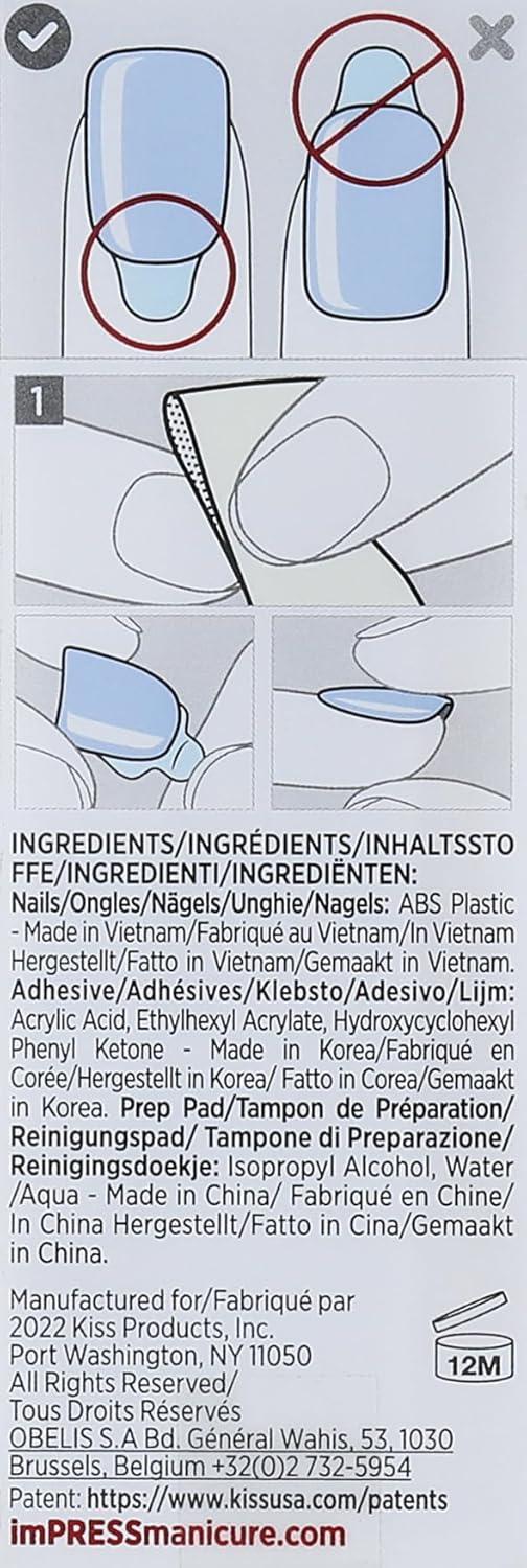 imPRESS color PRESS-ON MANICURE Coffin Shape IMC509C Cloudless 30 Nails