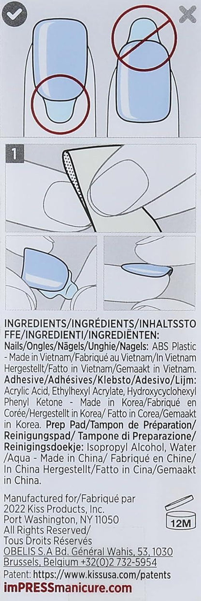 imPRESS color PRESS-ON MANICURE Coffin Shape IMC509C Cloudless 30 Nails