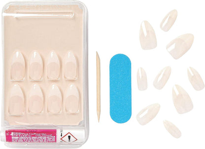 Salon Acrylic Nude French Nails – Long (28 Nails) with Glue KAN06C