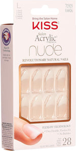 Salon Acrylic Nude French Nails – Long (28 Nails) with Glue KAN06C