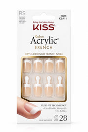 Salon Acrylic French Nails – Real Short (28 Nails) with Glue KSA11C
