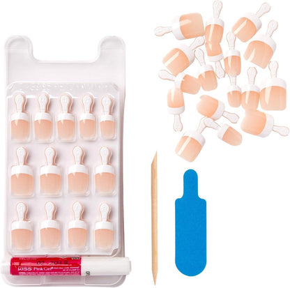 Salon Acrylic French Nails – Real Short (28 Nails) with Glue KSA11C
