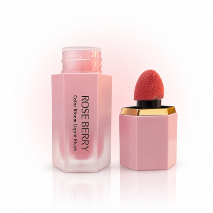 Color Bloom Liquid Blush Super Dewy - Shade 01 Joyful Affair – Sponge Tip Applicator Lip & Cheek Tint - 8ml
